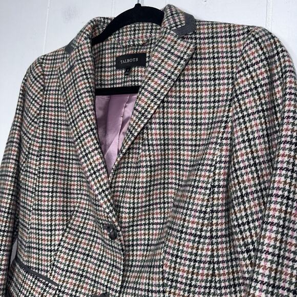 Talbots Women’s Houndstooth Multi Color Blazer Wool Blend Size 4 - Picture 3 of 7
